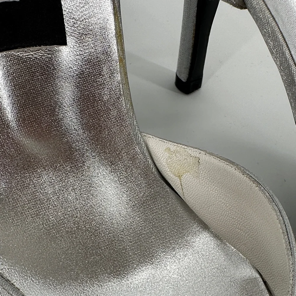 VTG‎ 90s Stuart Weitzman Silver Slingback Heels Retro Chic Aesthetic SZ 10.5